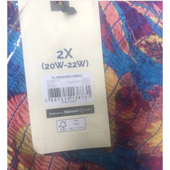 Terra and Sky Women’s Plus Size Blue Blitz Smocked Sun Dress NWT 2X - Picture 7 of 9